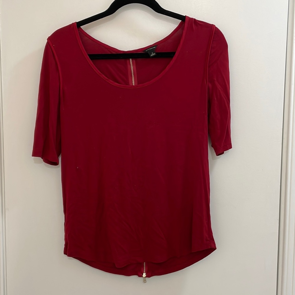 Red Ann Taylor zipper back blouse, size S